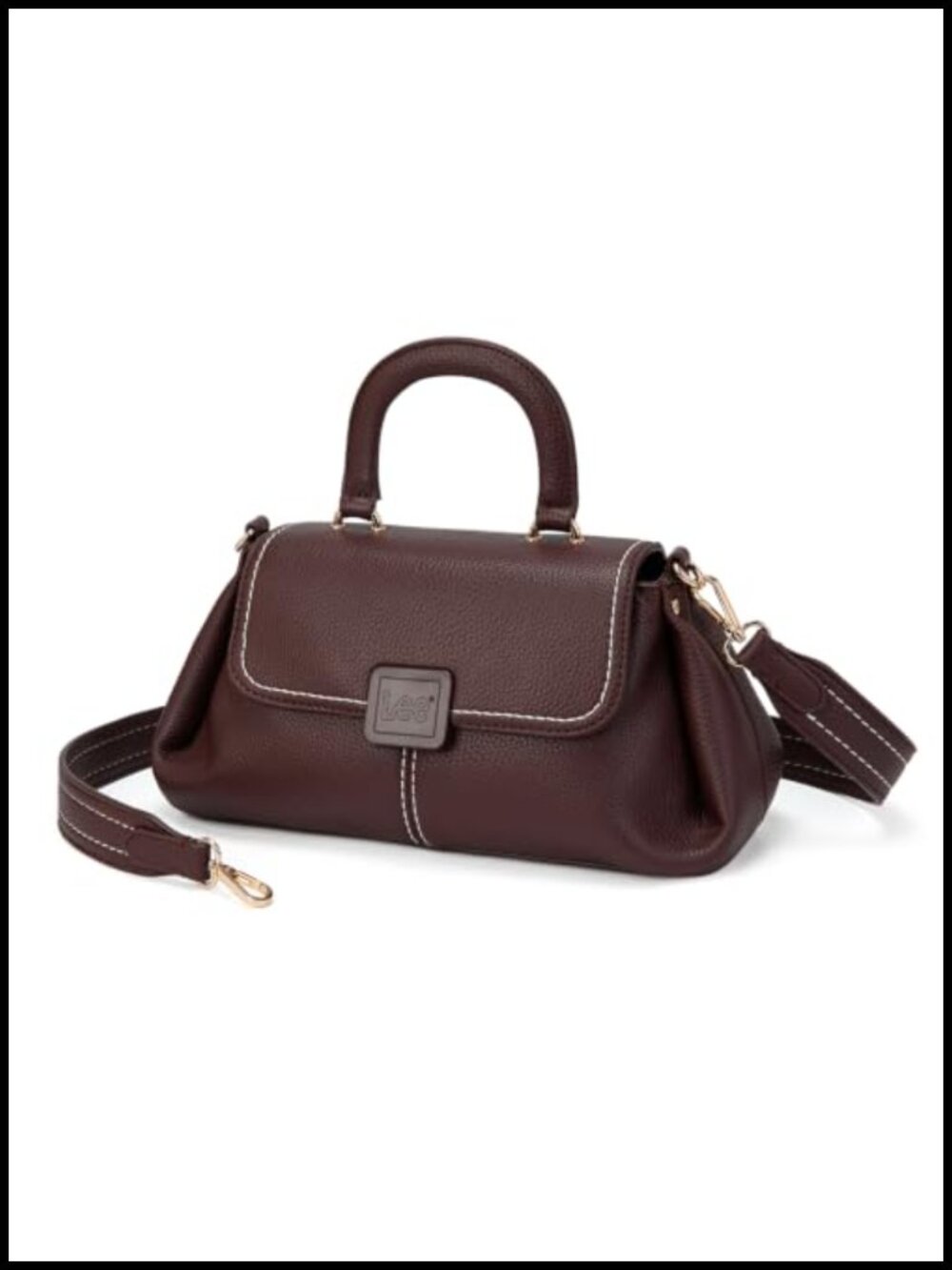 Vintage Vegan Leather Satchel Crossbody Top Handle Handbag